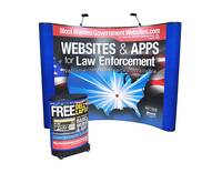 Most Wanted Government Websites - Exhibit Booth - 10 ft Curve Wall & Shipping Case Podium Conversion
